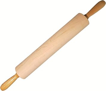 Frieling Rolling Pin - 2.75 in x 15 in Barrel, Natural - Rolling Pins for Baking & Pizza Dough Roller - Wood Roller with Nylon Bushings for Smooth Dough Prep