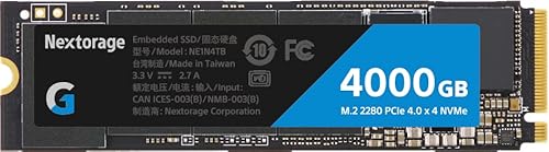 Nextorage Japan 4TB NVMe PCIe Gen.4 M.2 Internal SSD (Read Speed up to 7300MB/s Write Speed up to 6900 MB/s)