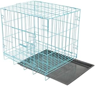 VILLCASE Dog Crate, Foldable Dog Kennel 35cm Dog Cage with Non- Chew Tray for Small Medium Dog Cat Rabbit, Indoor and Outdoor Use (Blue)