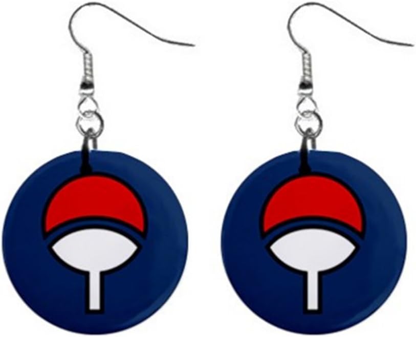 Uchiha Symbol Earrings,Blue background