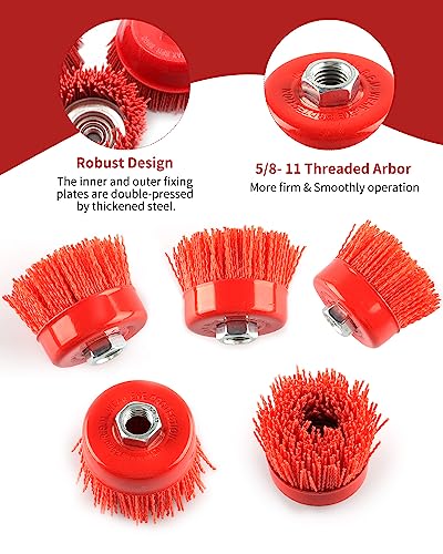 Image of 6 inch Nylon Cup Brush with Mild Abrasive, Wire Cup Brush Quickly Remove Rust