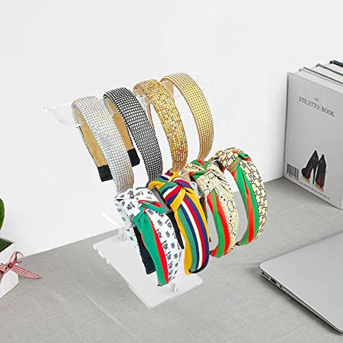 Titular Tiara Organizador - Exibição de faixa de cabeça de acrílico transparente com design de paraf