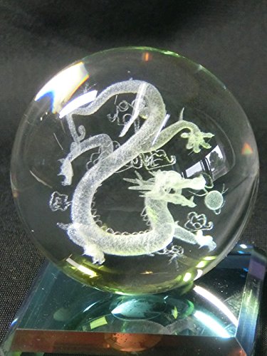 白水晶球 内部立体彫刻「龍戯珠」8cm 5787-1/2 Amazon.co.jp: クリスタル3Dレーザー彫【 承願 神龍 】一体型台座付