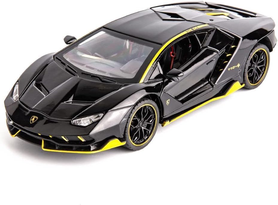 Image of 1:24 Lamborghini LP770 Die-Cast Alloy Sports Black Car Model - Metal Pull Back Toy Car