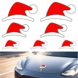7PCS Waterproof Santa Hat Christmas Stickers for Tesla, Vinyl Car Decals for Toyota, Honda, Ford, BMW & More, Automotive Decals for Water Bottles, Wall, Laptop, Window, Christmas Gift & Decoration