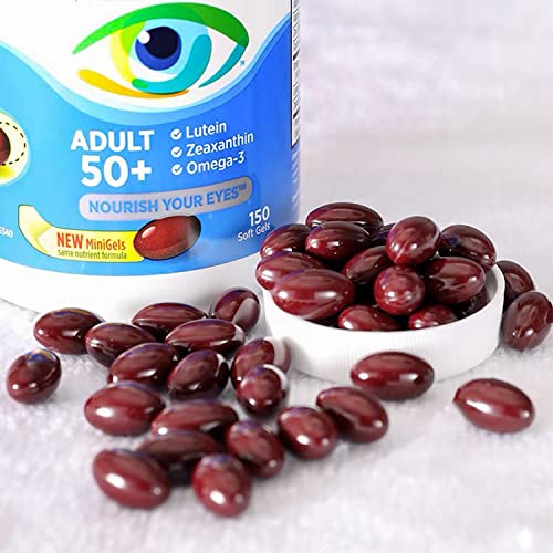 Adult 50 + Eye Vitamin & Mineral Supplement, Contains Lutein & Zeaxanthin,Zinc, Vitamins C, D,E, Omega-3,Copper,150 Softgels (2 Pack) #TOP3
