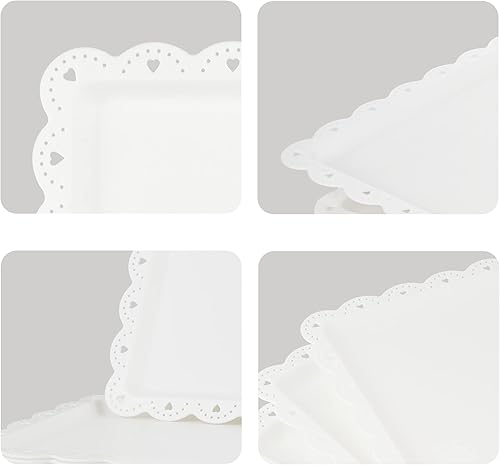 Miniatura 6 de NWK Juego de mesa de postre de 5 piezas con 2 soportes grandes de 3 niveles para pasteles/cupcakes, 3 bandejas de aperitivos, perfectas para bodas,