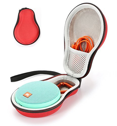 Hard Case Travel Carrying Storage Bag for JBL Clip 2 Wireless Bluetooth Portable Speaker. Fits USB Cable - Rose red