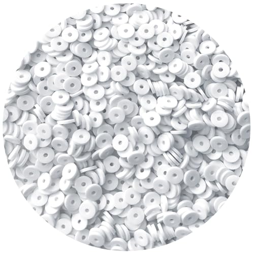 2000pcs White Clay Beads for Bracelets Making - Heishi Polymer Flat Disc Spacer Clay Bead for Jewelry Earring DIY Crafts 6mm