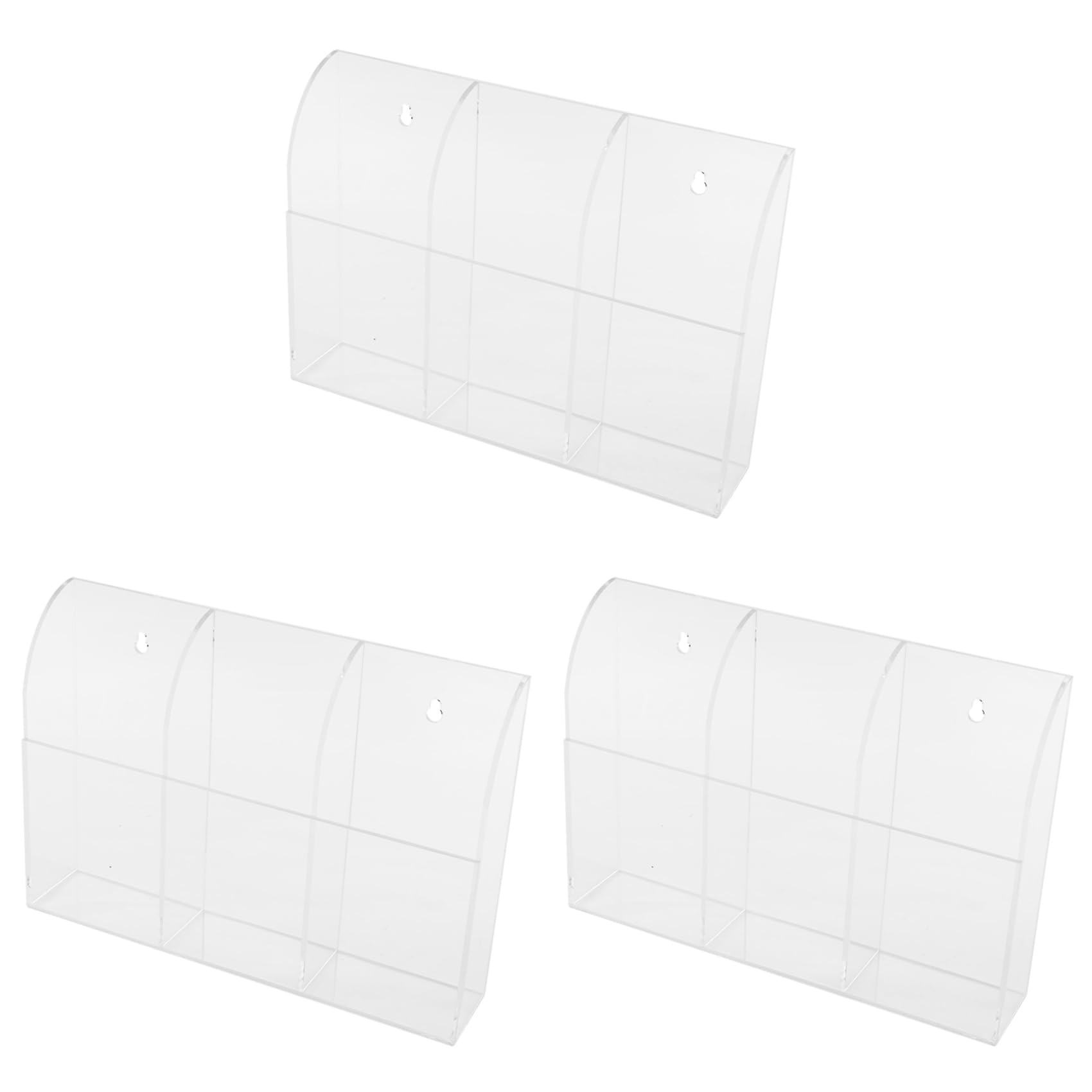 Hndhbfgrt 3X Clear Acrylic Remote Control Holder Wall Mount Media Organizer Storage Box (Three Compartments)