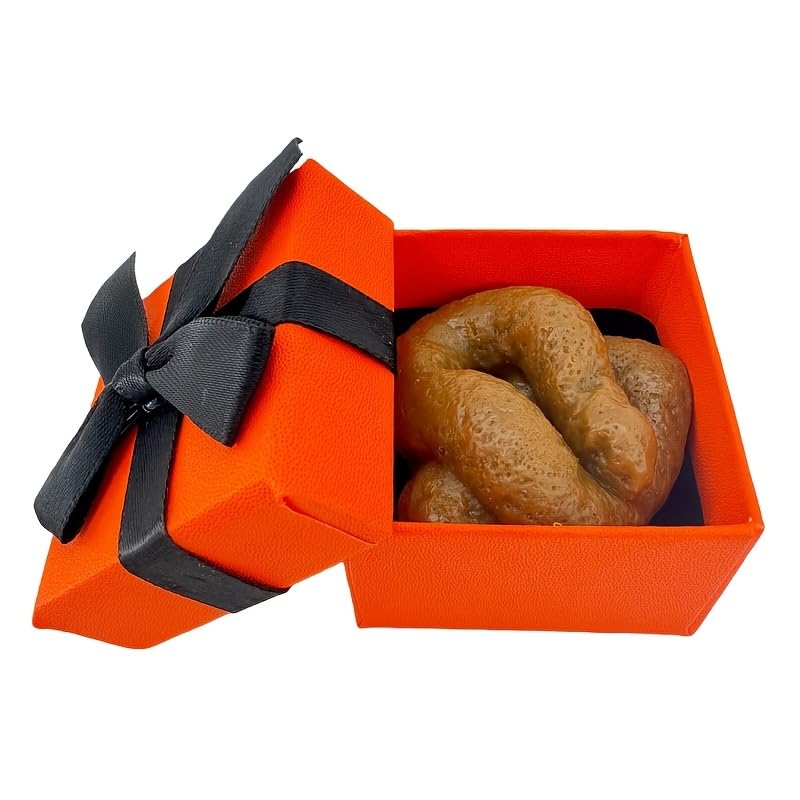 Poo in a Box Realistic Fake Poo Prank Joke Gift (Orange box)