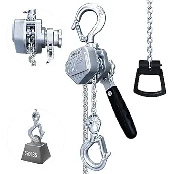 FITHOIST Mini Lever Hoist 1/4 Ton, Chain Hoist Come Along 10FT, Aluminum Alloy Mini Puller Hoist G80 Chain with Safety Hook, for Lifting Pulling Garages Warehouse, Presents for Dad Husband Men