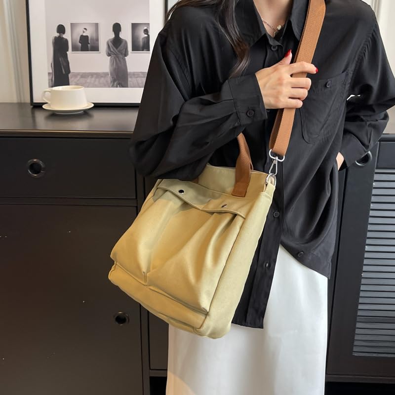 Vintage Canvas Messenger Bag for Women Travel Satchel Shoulder Bag Emo Acubi Laptop Bag Cyber Punk Purse (Gray)2