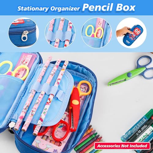 Image of Zest 4 Toyz Expandable Blue Robot Pencil Case | Pencil Pouch for Boys & Students | Large Capacity Compass Box Pencil Case for School | Big Stationery Organizer Pen Bag with Mesh Pocket