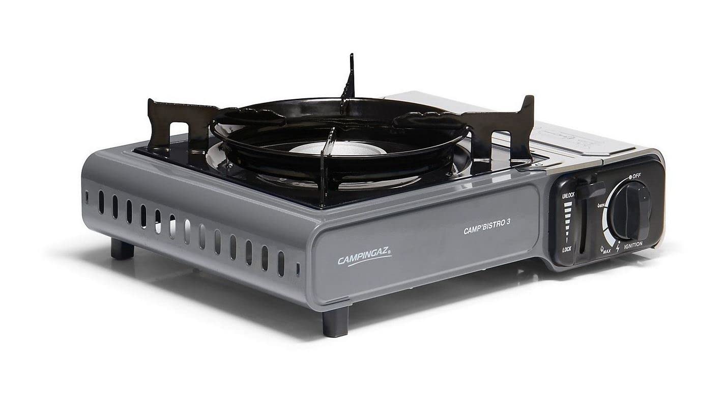 Campingaz - Camp Bistro 3 - Fornello a gas portatile per campeggio feste outdoor - colore grigio inox