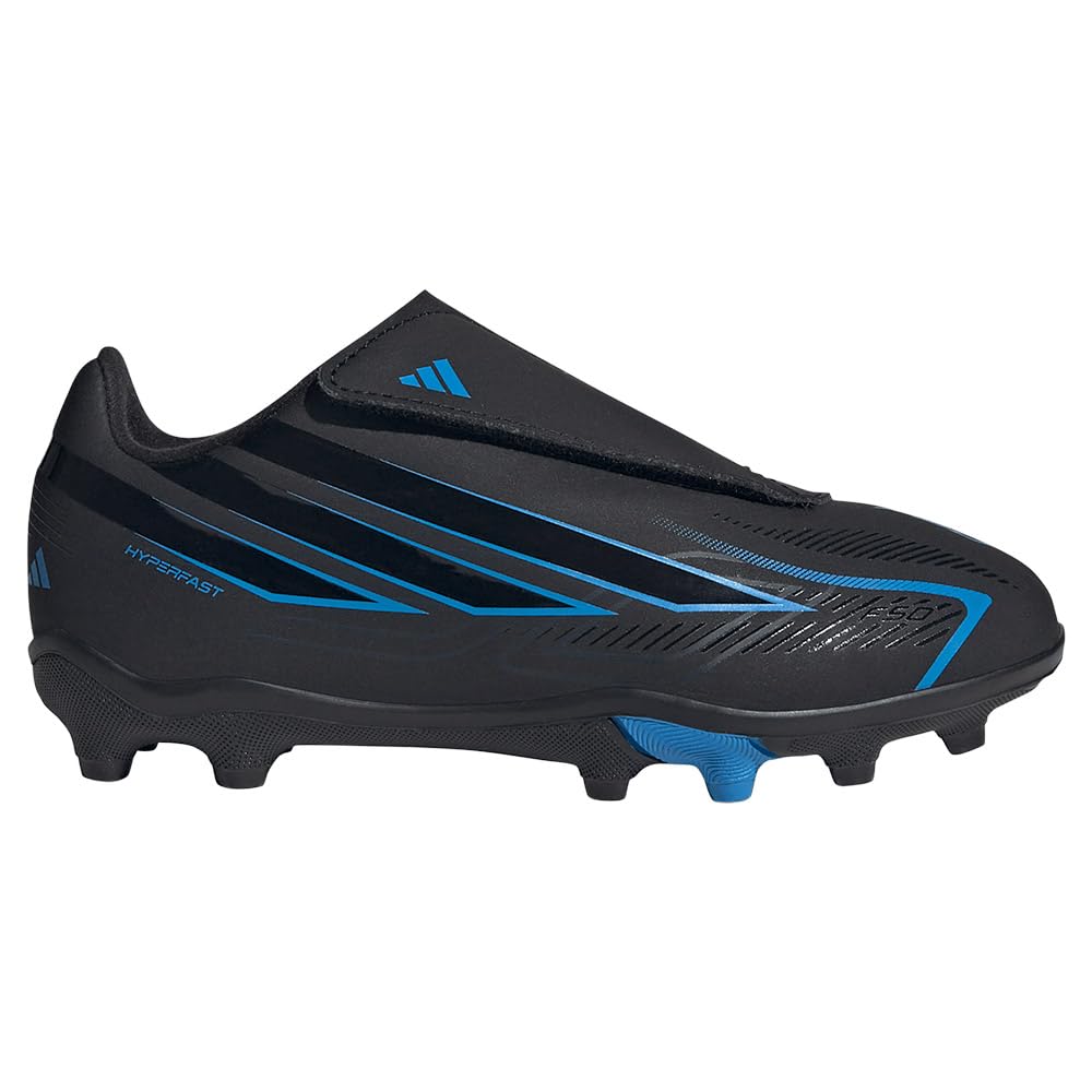 adidas Junior F50 Hyperfast Club Velcro Firm Ground Football Boots, Black, Size 9 Younger