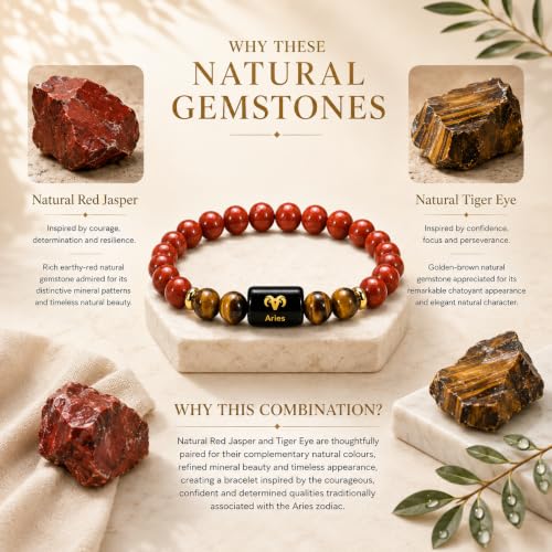 Image of Zodiac Bracelet for Men & Women | 12 Zodiac Signs & Rashi Collection | Natural Crystal Bracelets | Lab Tested Natural Stones | Premium Gift Box & Velvet Pouch