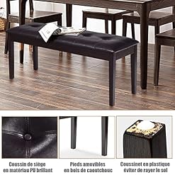 RELAX4LIFE Banquette Tabouret Piano en Bois 2 Places, Banquette Coussin en Cuir PU, Tabouret de Coiffeuse avec 4 Jambes en Caoutchouc, Gris/Brun (Style 3, Brun) - Les Beatles, Paul McCartney, John Lennon, RIngo Starr, George Harrison RELAX4LIFE Banquette Tabouret Piano en Bois 2 Places, Banquette Coussin en Cuir PU, Tabouret de Coiffeuse avec 4 Jambes en Caoutchouc, Gris/Brun (Style 3, Brun) – Image 5