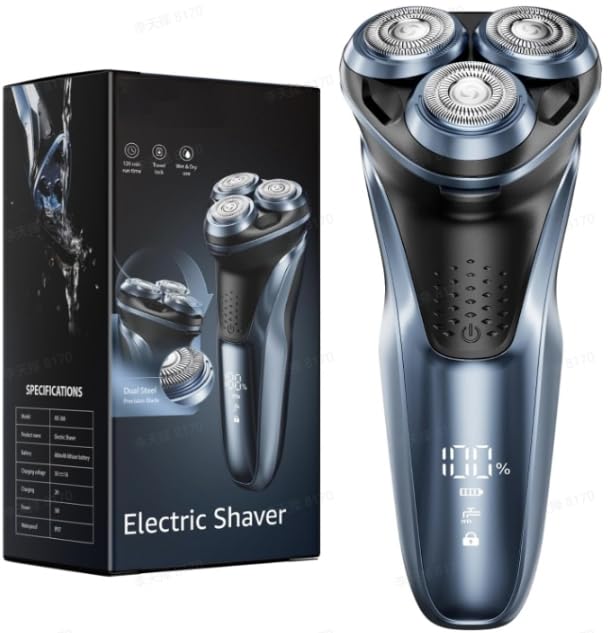 Electric Razor for Men: GDKLXL IPX7 Waterproof Shaver - 1.5H Fast Charge, with Pop-Up Trimmer, 4D Flex Precision Blades