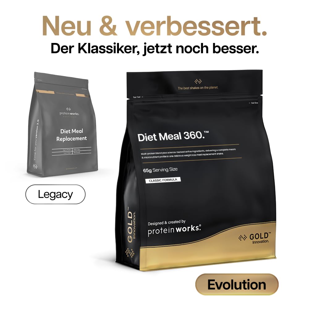 Protein Works | Diet Meal 360 - GOLD Innovation, Trinkmahlzeit, Abnehmshake, Vollwertige Ernährung, 24 Vitamine & Mineralstoffe, Leinsamen, Omega 3, Inulin, Chocolate Silk, 14 Mahlzeiten, 1kg