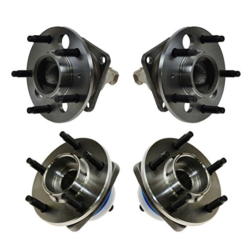 Image of TRQ 2 Piece Front Rear Wheel Bearing & Hub Assembly Set Compatible with 2004-2005 Buick Century 2005-2009 Lacrosse 1997-2004 Regal 2005 Terraza 2000-2013 Chevrolet Impala 2014-2016 Impala Limited 200