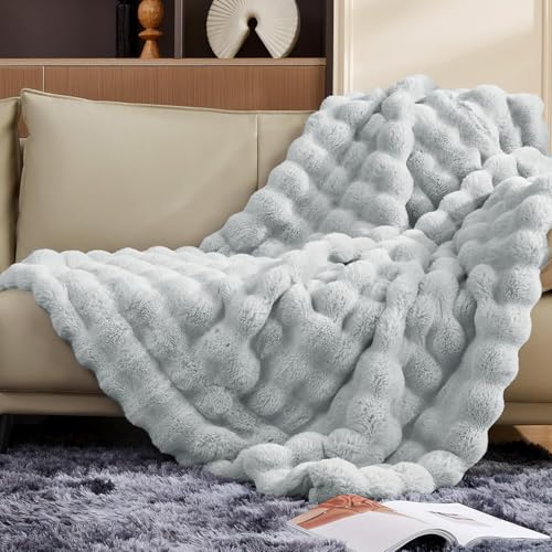 ROMROL Premium Kaninchen-Kunstfelldecke 150x200 cm, Dick Luxus...