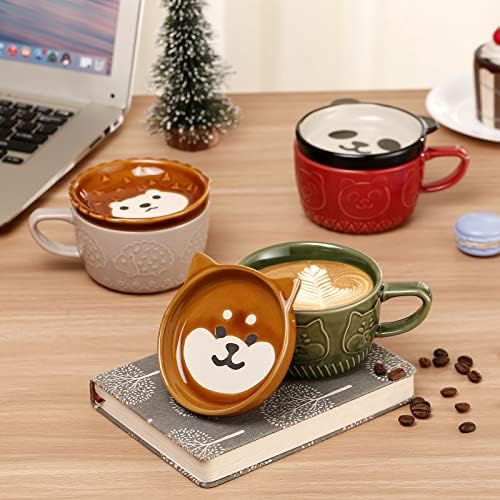 Phitihui Cute Panda Mug with Lid, Animal Ceramic Tea Cup Coffee Mug, Valentines Mothers Day Easter Christmas Gifts for Women Wife Mum Her Grandma Girl Boy Teacher Friend, Birthday Present Idea