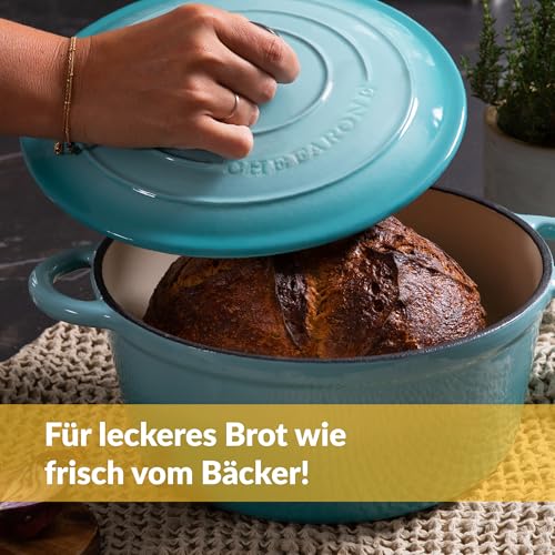 Chefarone Gusseisen Topf 26 cm 4,7 L Emailliert Cocotte Bräter - Blau – Ansicht 2
