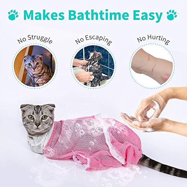 YLONG Cat Bathing Bag Anti-Bite and Anti-Scratch Cat Grooming Bag for Bathing, Nail Trimming, Medicine Taking,Injection,Adjustable Multifunctional Breathable Restraint Shower Bag(Gray)-WXn0NvB8