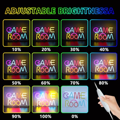 Image of ENUOLI Game Neon Sign Dimmable Game Room LED Light Powered by USB with Switch Colorful Neon Sign for Wall Decor Light for Kids Teens Boys Room Boy Gift