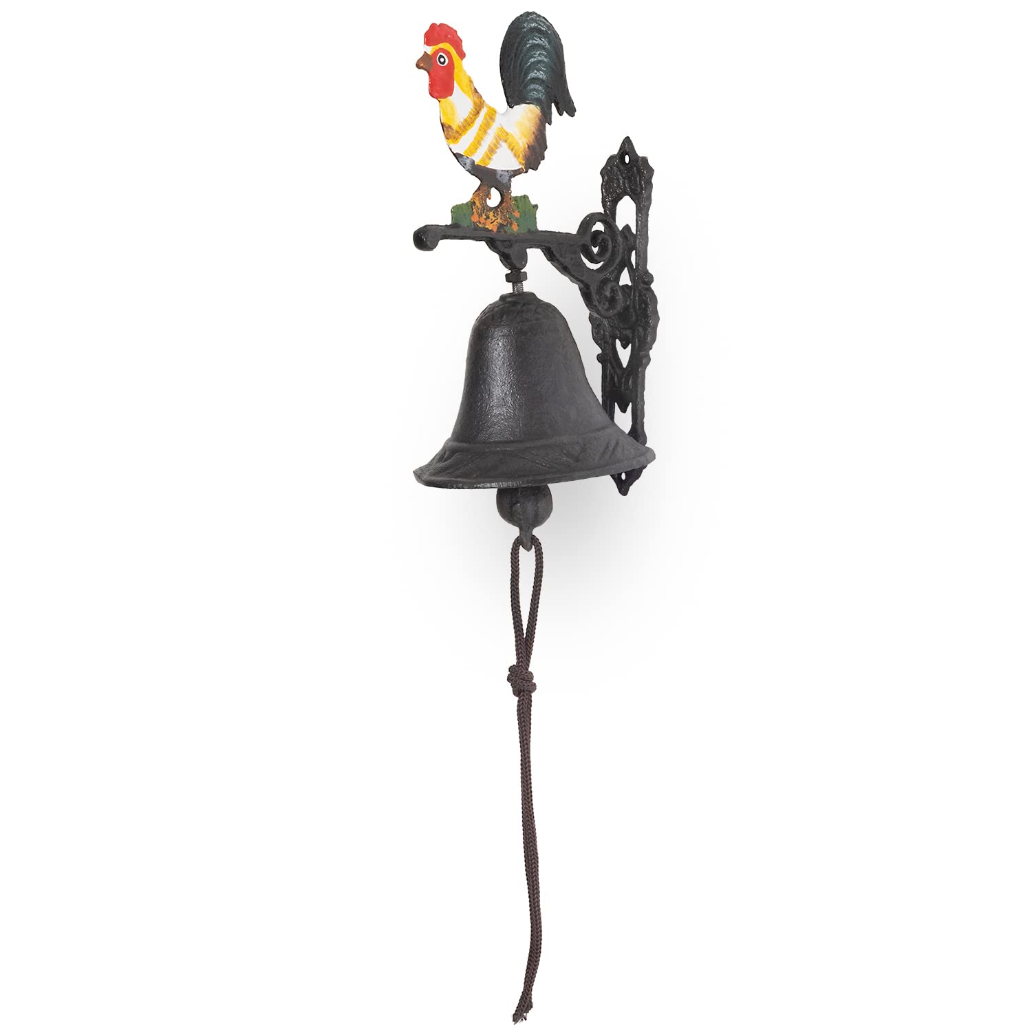 Moritz Campanello per porta a forma di gallo, giallo, da parete, in ghisa, rustico, design antico, stile retrò, piccolo