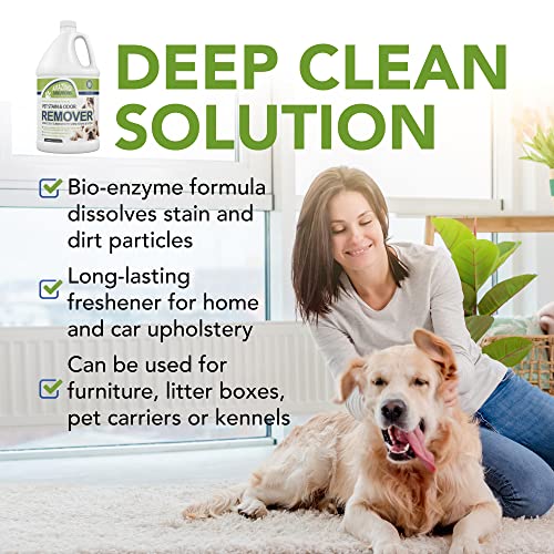 Image of Pet Stain and Odor Remover - Enzyme Cleaner, Pet Urine Odor Eliminator Refill - Floor & Carpet Cleaner, Pet Deodorizers For Home, Fabric Freshener W /Fresh, Clean Scent, 1 Gallon