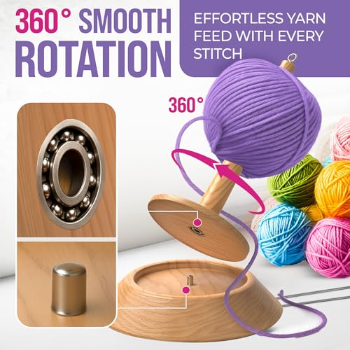 Image of BARVA 2 in 1 Upgraded Table Chunky Yarn Holder 22 Lb & Mini Wristlet Spinner | Bracelet Spindle On the Go for Travel & Car | Wood Crochet Accessories | Compact Fiber Tools | Top Crafts Gifts for Women