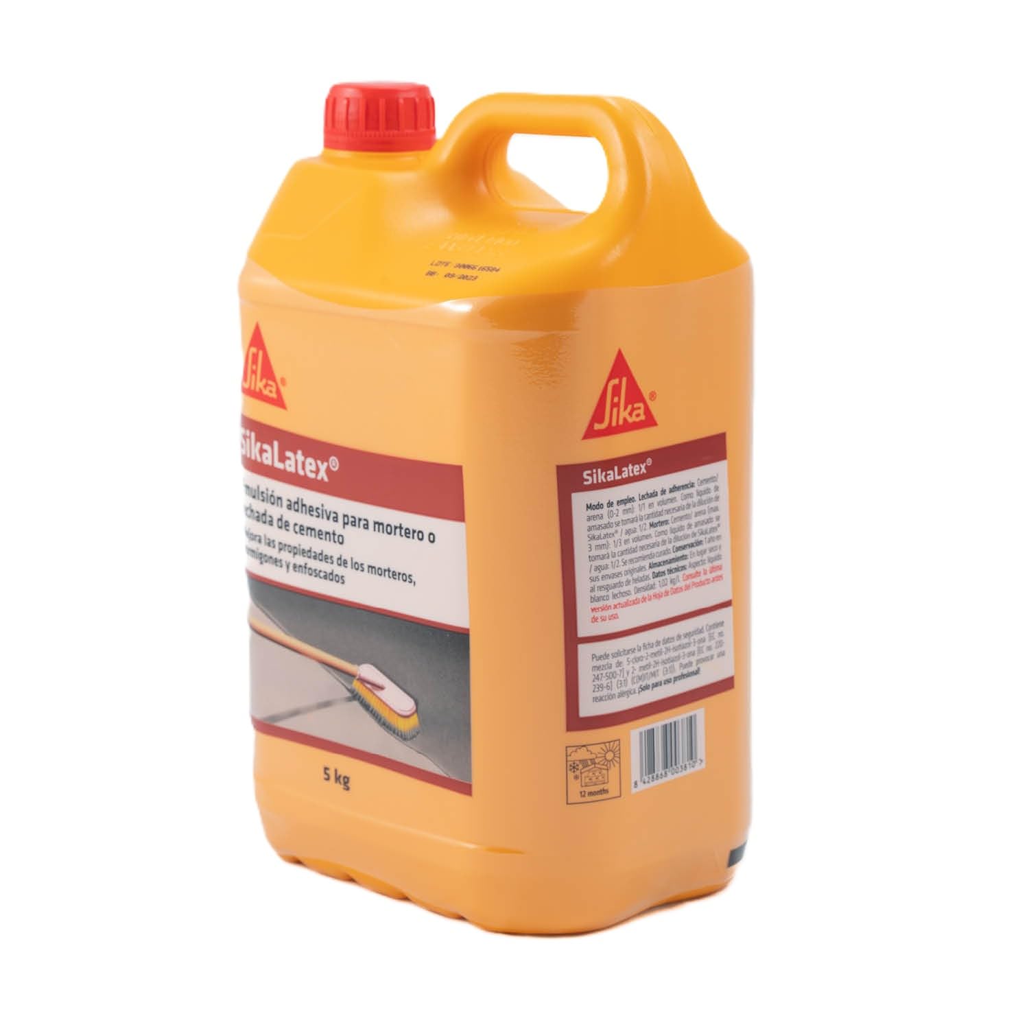 SIKA - Emulsión adhesiva para mortero y lechada - SikaLatex - Aditivo de adherencia e impermeabilización para cemento y mortero - Alta resistencia - Albañilería y reparación - Bianco - 5kg