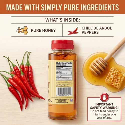 Miel Hot Southern Honey Chile De Arbol 12 oz miniatura 4