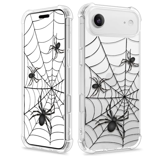 Coque iPhone Air transparente pour vos soirées avec motif toile d'araignée Halloween