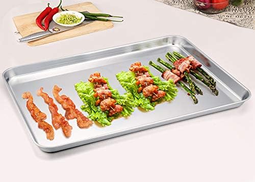 TeamFar Baking Sheet, 20’’×14’’×1’’, Cookie Sheet Half Sheet Baking Pans Stainless Steel, Non Toxic & Healthy, Heavy Duty & Thick Gauge, Mirror Finish & Dishwasher Safe - 2 Piece - Thumbnail 4