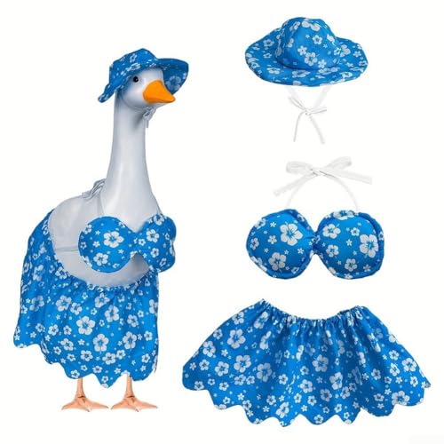 Traje de ganso hawaiano para gansos de prado de tamaño estándar para jardín al aire libre, patio, accesorio de decoración de verano (rojo)