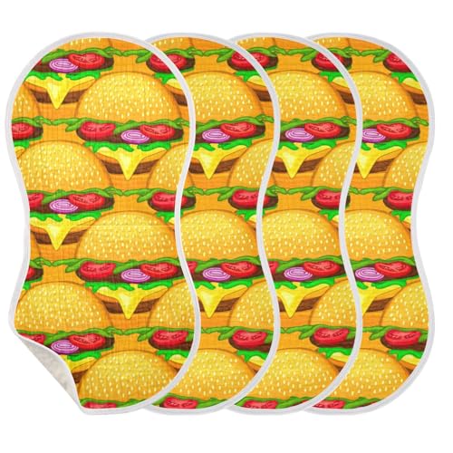 Hamburger Onion Yellow Baby Burp Cloths Cotton Washcloths Super Soft Absorbent Burping Rags for Baby Boys Girl Muslin Burp Cloths 1 Pack3