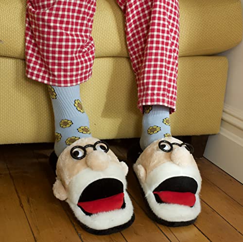 Medium Freudian Slippers - Comfy Plush Slip-On Footwear with Sigmud Freud's Head and a Comfortable Built in Sock Tongue Black4