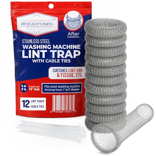 DR Quality Parts Washing Machine Lint Trap – Stainless Steel Hose Filter, Mesh Drain Catcher, Washer Sock Lint Remover, Rust-Free Snare Laundry Filter with...