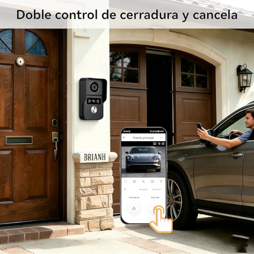 Miniatura 7 de Honmidatek Videoportero Inteligente, Timbre Con Video De 2 Hilos Con Monitor Táctil De 7 Pulgadas, Audio Bidireccional, Videoportero Con Cámara Con Desbloqueo Remoto, Wi-Fi De 2.4 G 5g, Kw02-Ip7b