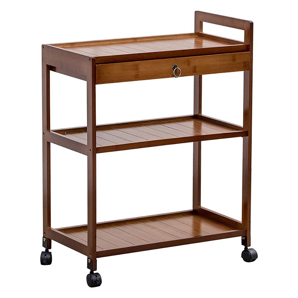 asdchZen Storage Rack Household Service Trolley Kitchen Trolley 3 Shelf Wheeled Service Trolleys Kitchen Trolley Island,A