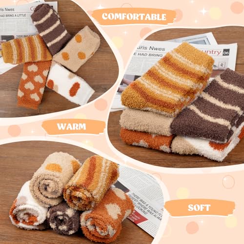 YSense Fuzzy Socks for Women 5 Pairs Warm Fluffy Winter Stocking Soft Cute Cat Animal Socks2