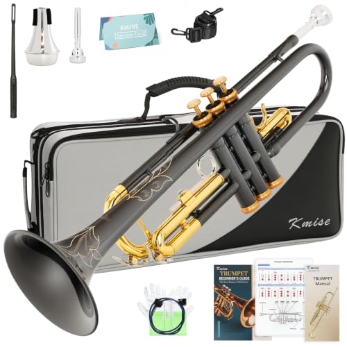 Kmise Bb Standard Trumpet, Premium Brass Trumpets for Student Beginner, Trumpet Instrument Set with...