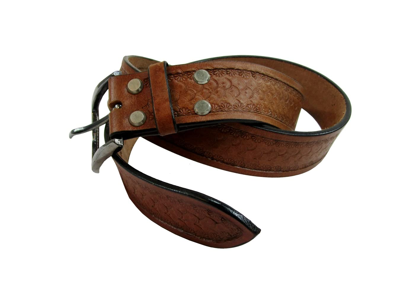 Orlov Hill Leather CoWESTERN LEATHER MEN BELT DRAGON SCALE TOOLED WORK CASUAL OFFICE WEAR WOMEN BELTS