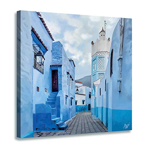 Tableau Arabe Paysage Maroc - 60x60cm et 80x80cm - Impression sur toile haute résolution - Toile tendue sur un cadre en bois (60x60cm)
