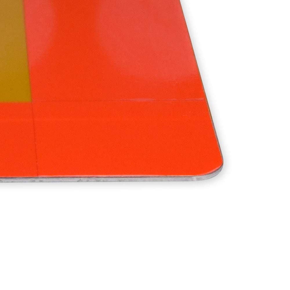 'Long Vehicle' Schild auf Aluminium | gelb und rot-orange | zwei Größen (1265mm x 225mm bzw 2x 525mm x 250mm) | Reflexionsklasse RA1/A | Heckwarntafel für LKW in Premium-Qualität (1x 1265mm x 225mm)