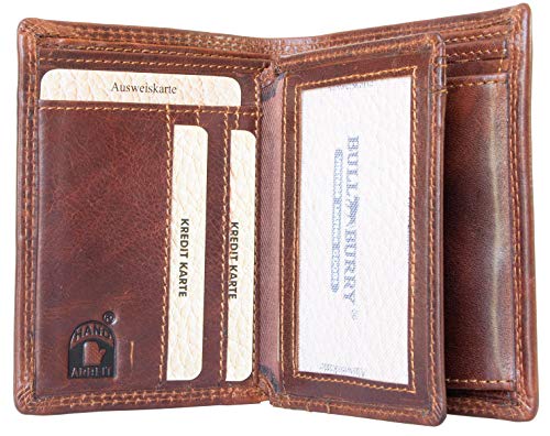 Men's Brown Glazed Durable Genuine Leather Wallet Bullburry with RFID (Data Protection)3