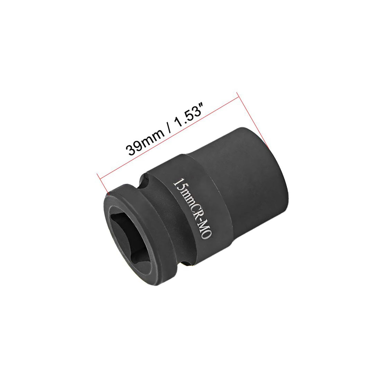 TA-VIGOR 1/2-Inch Drive by 15mm Shallow Impact Socket, Durable Reliable Cr-Mo Alloy Steel, 6-Point, Metric Sizes for Home Car Repair - Image 2